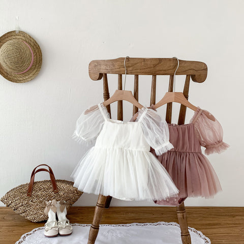 Baby Girl Bubble Sleeve Tulle Dress