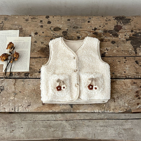 Baby Girl Shearling Autumn Flower Vest