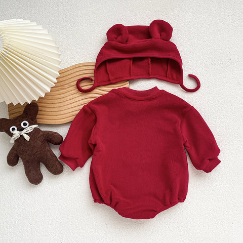 2 Pc Baby Bear Fleece Bodysuit with Hat Set