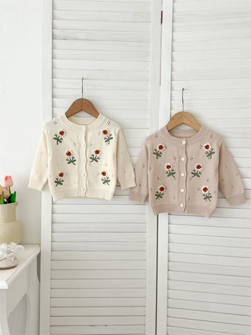 Baby Girl Autumn Flower Cardigan