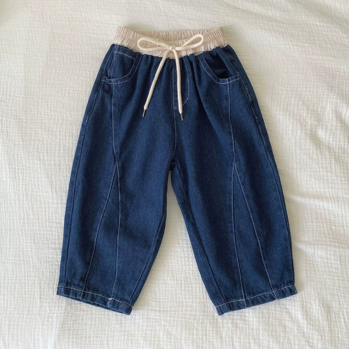 Toddler Barrel Contrast Waistband Jeans