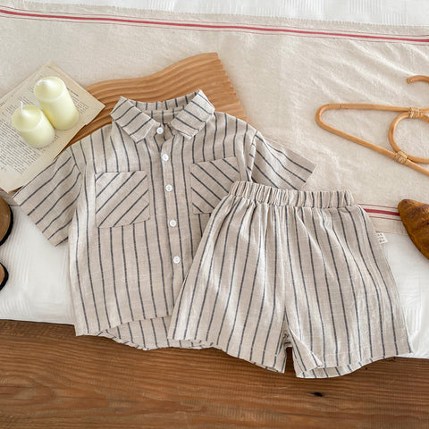 Baby Boy Stripe Shirt and Shorts Set
