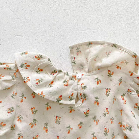 2 Pc Baby Girl Floral Ruffle Collar and Bloomer Set