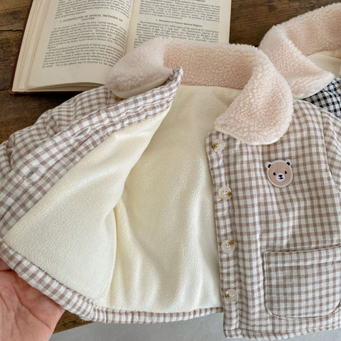 Baby Bear Thick Fleece Gingham Plaid Jacket