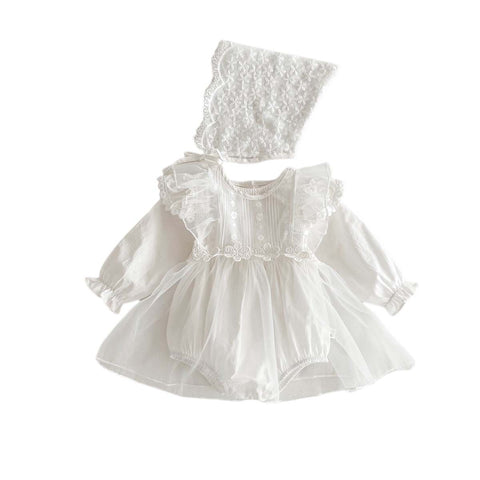 2 Pc Baby Girl Sheer Mesh Dress with Bodysuit