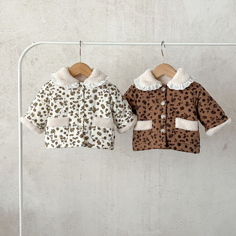 Baby Girl Vintage Floral Fleece Lined Jacket