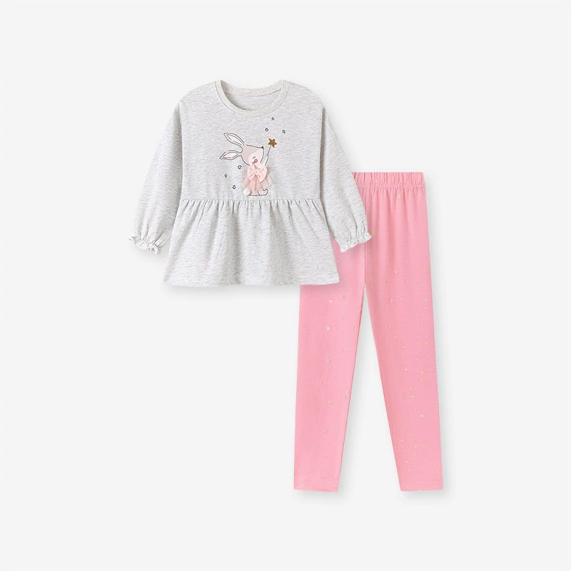 Girls Magic Bunny Peplum Shirt & Leggings Set