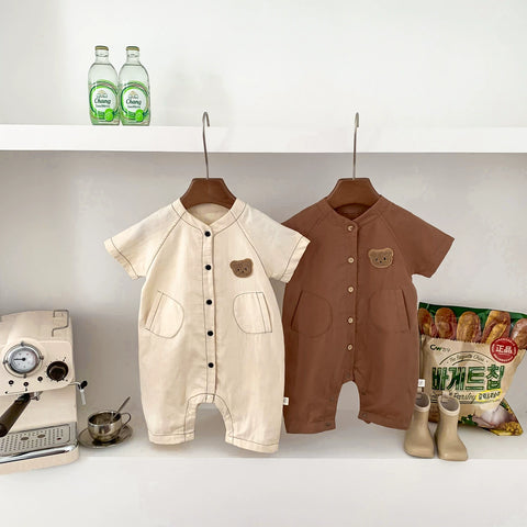 Baby Boy Bear Baseball Style Romper