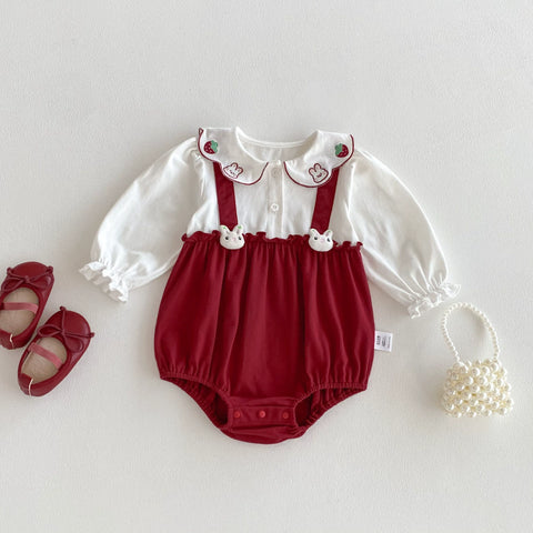Baby Girl 2 in 1 Bunny Strawberry Bodysuit