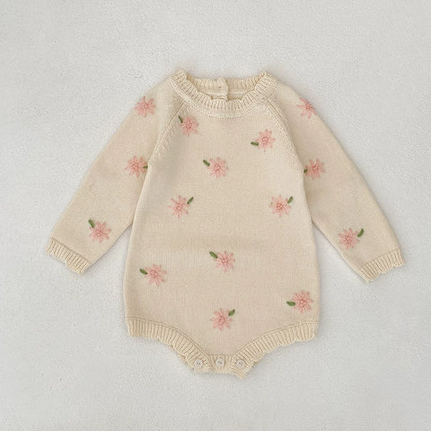 Baby Girl Knit Flower Sweater Bodysuit