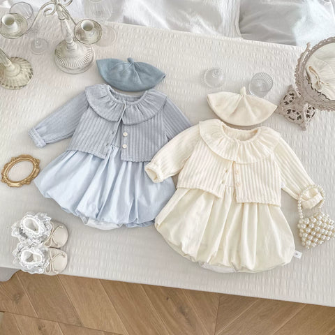 2 Pc Baby Girl Cardigan Bubble Dress Set