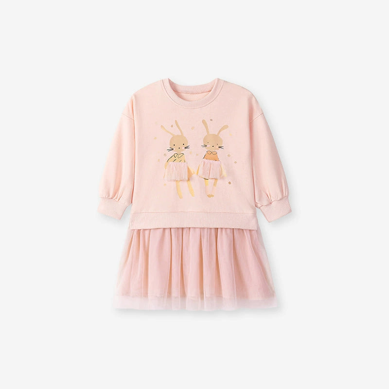 Girls Bunny Ballerina Sweatshirt Dress