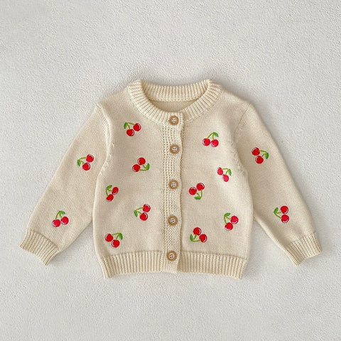 Baby Girl Cherry Embroidered Cardigan