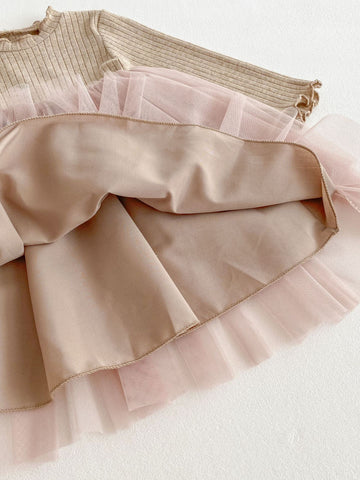 Girls Ballerina Tutu Long Sleeve Dress
