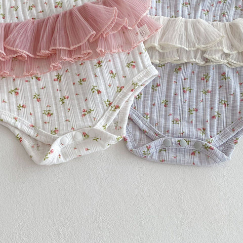 Baby Girl Ditsy Floral Ribbed Tutu Bodysuit