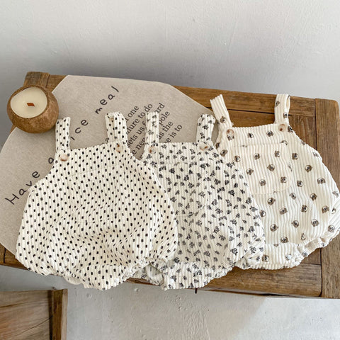 Baby Corduroy Print Overall Bodysuit
