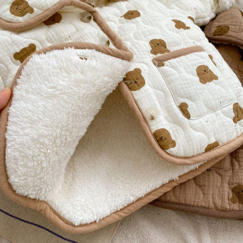 Baby Fleece Lined Cotton Bear Jacket