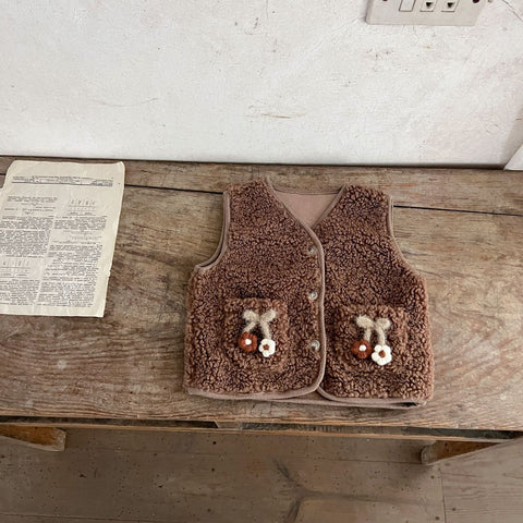 Baby Girl Shearling Autumn Flower Vest