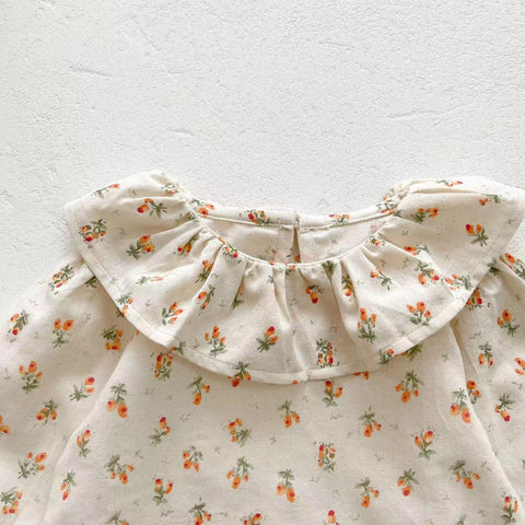 2 Pc Baby Girl Floral Ruffle Collar and Bloomer Set