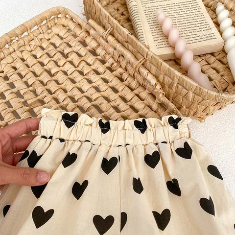 2 Pc Baby Girl Hearts Balloon Top Shorts Set
