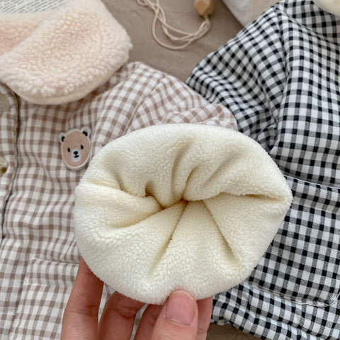 Baby Bear Thick Fleece Gingham Plaid Jacket