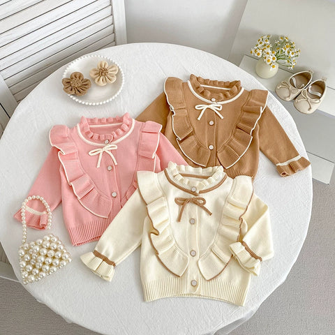 Baby Girl Ruffle Knit Cardigan Sweater