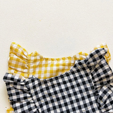 2 Pc Baby Girl Gingham Bodysuit Set