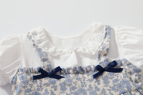 2 Pc Baby Girl Vintage Floral Bodysuit w/ Bonnet