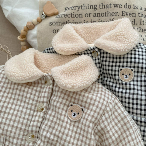 Baby Bear Thick Fleece Gingham Plaid Jacket