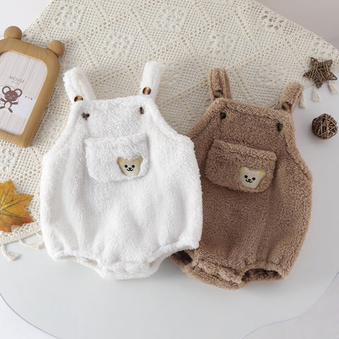 Baby Shearling Overall Pocket Onesie