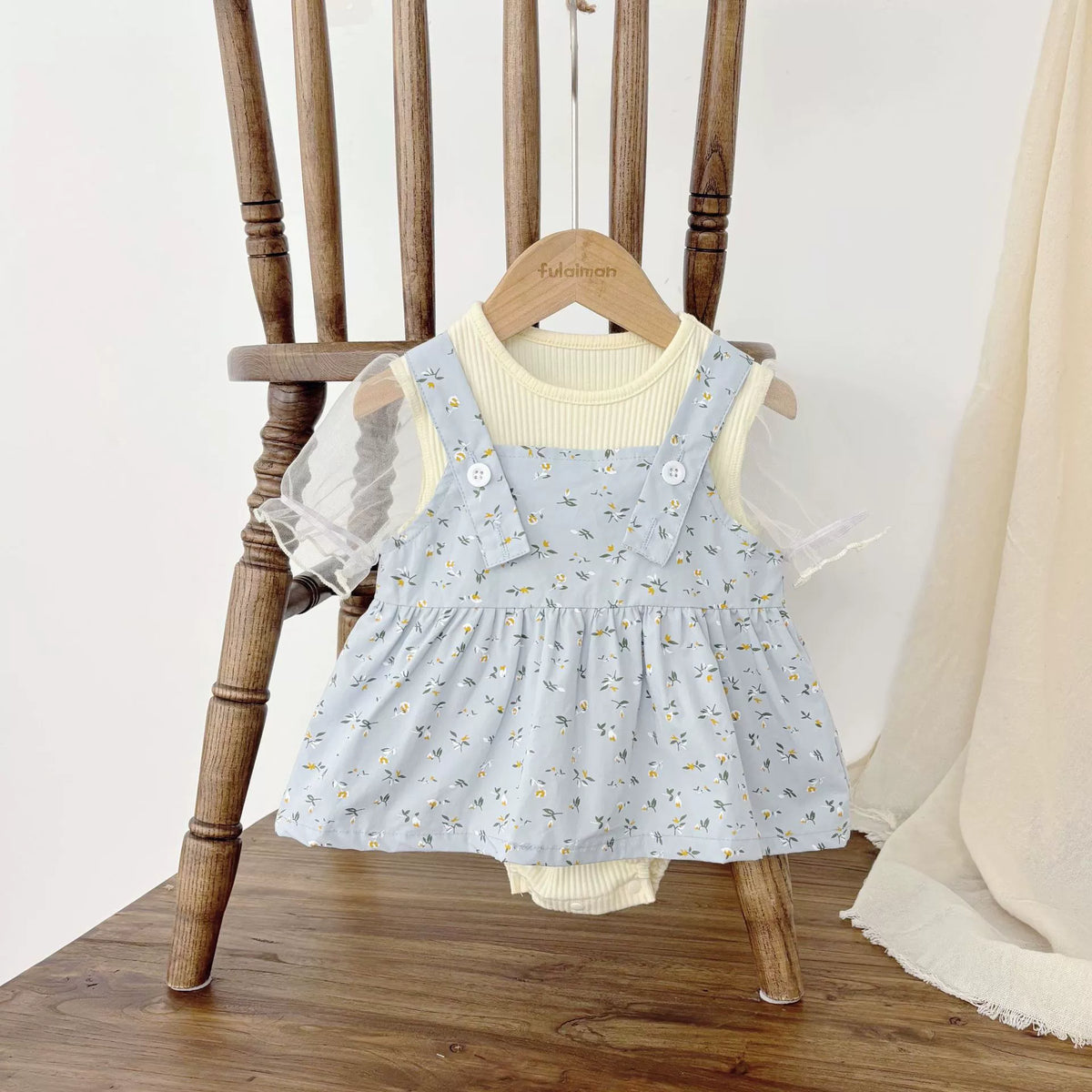 Baby Girl Overall Layered Bodysuit Dress