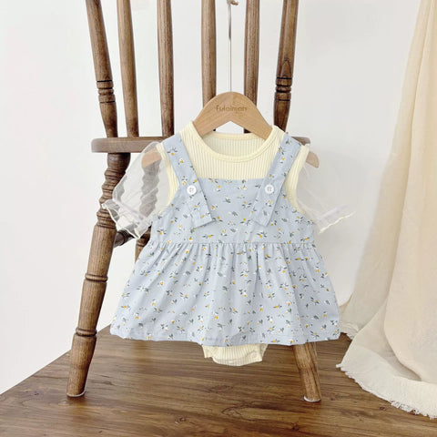 Baby Girl Overall Layered Bodysuit Dress