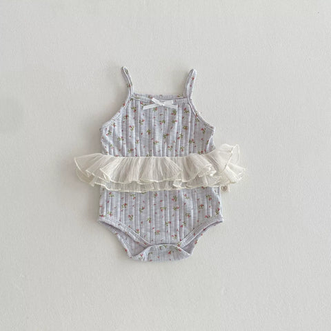 Baby Girl Ditsy Floral Ribbed Tutu Bodysuit