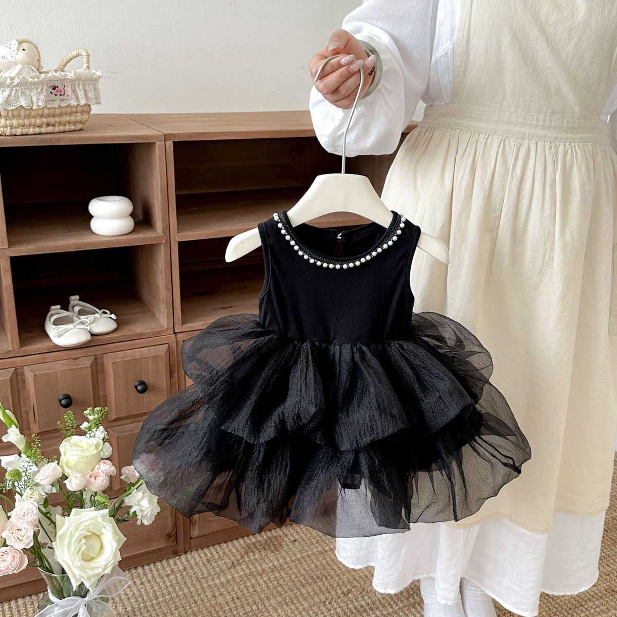 Baby Girl Pearl Trim Bubble Dress