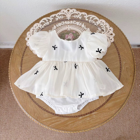 Baby Girls Squared Neck Bow Dress