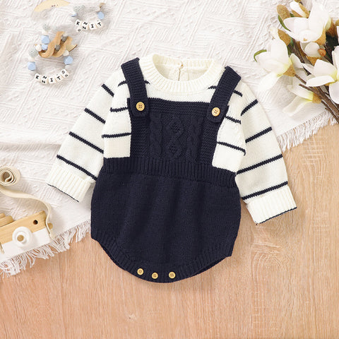 Baby Girl Knit Faux Overall Bodysuit
