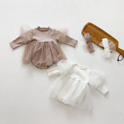 2 Pc Baby Girl Sheer Tutu Bodysuit Dress