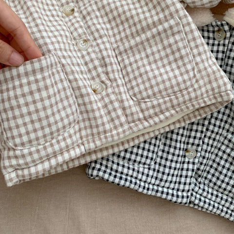Baby Bear Thick Fleece Gingham Plaid Jacket