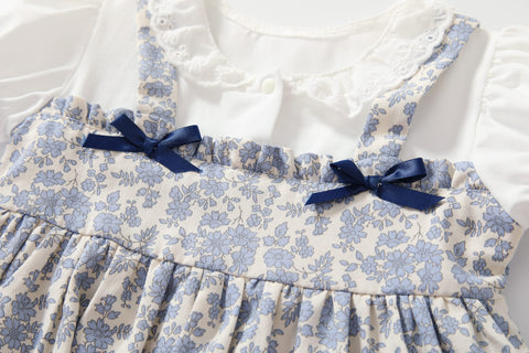 2 Pc Baby Girl Vintage Floral Bodysuit w/ Bonnet