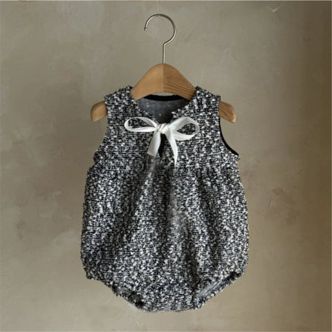 Baby Girl Bow Bouclé Bubble Romper