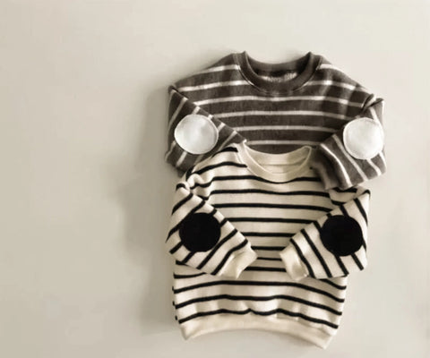 2 Pc Baby Boy Striped Elbow-Patch Sweatshirt & Pants Set