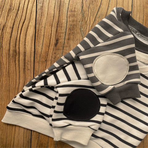 2 Pc Baby Boy Striped Elbow-Patch Sweatshirt & Pants Set