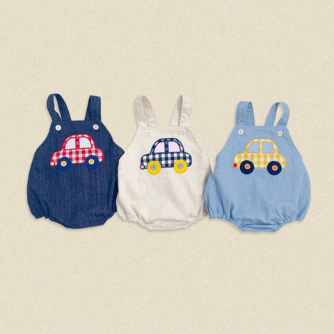 Unisex Baby Car Print Bubble Romper