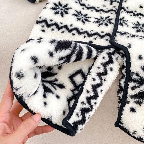 Unisex Baby Snowflake Fluffy Hooded Romper