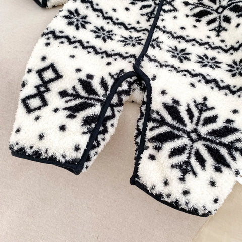 Unisex Baby Snowflake Fluffy Hooded Romper