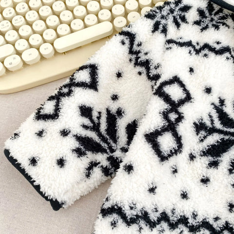 Unisex Baby Snowflake Fluffy Hooded Romper