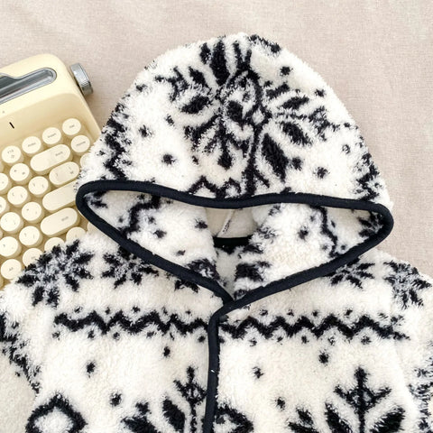 Unisex Baby Snowflake Fluffy Hooded Romper