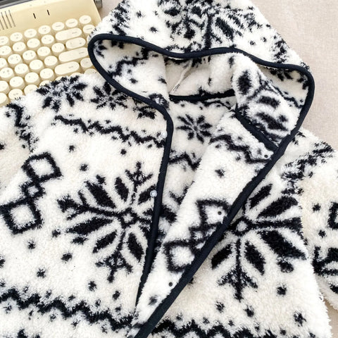 Unisex Baby Snowflake Fluffy Hooded Romper